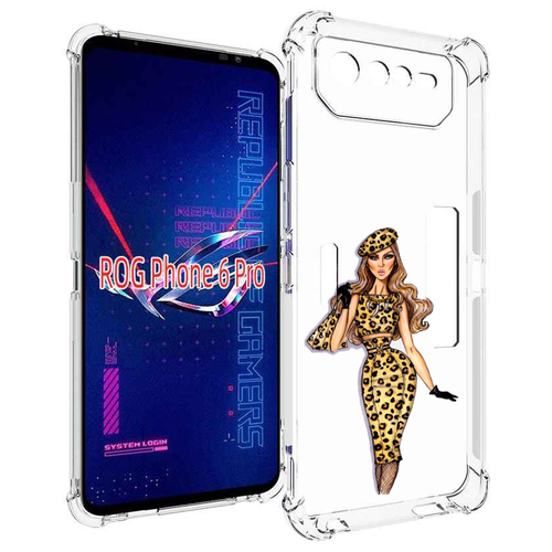 Чехол MyPads леопардовое платье женский для Asus ROG Phone 6 Pro задняя-панель-накладка-бампер