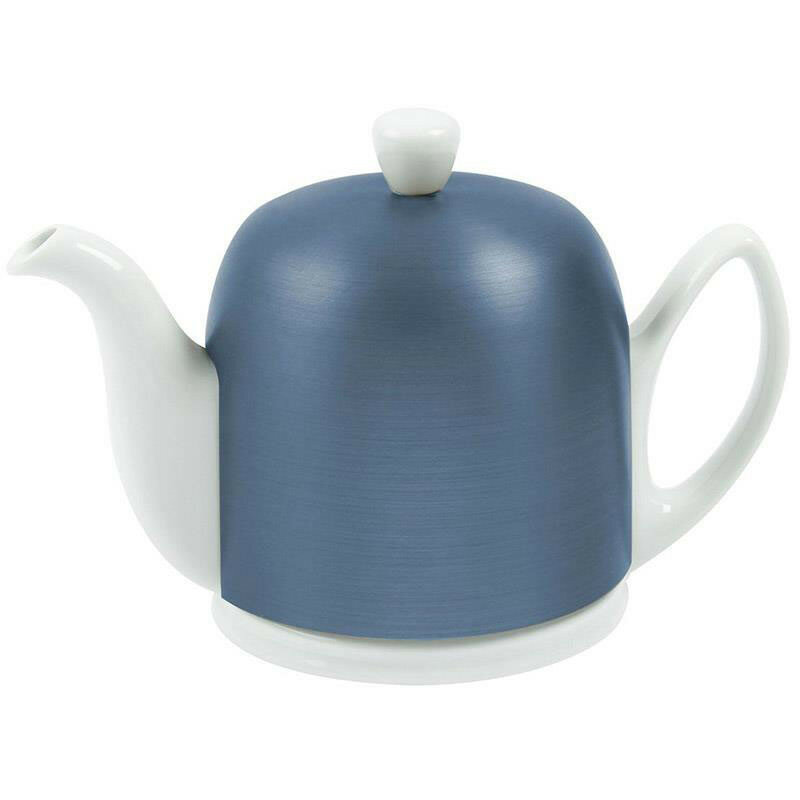 GUY DEGRENNE Белый чайник на 4 чашки, 0,7л, Синяя алюминиевая крышка, черный фетр White (225358)