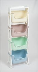 Этажерка на колесиках Джуниор 4 яруса, цвет Микс / детский пластиковый органайзер для хранения для ванной / подставка напольная на колесах для кухни