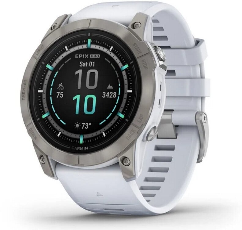 Умные часы Garmin epix Pro (Gen 2) – Sapphire Edition - 51 mm Titanium with Whitestone Band (010-02804-11)