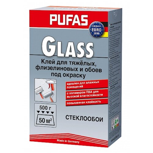 Pufas EURO 3000 GLASS Клей для стеклообоев и обоев под покраску клей для обоев под покраску pufas euro 3000 флизелиновый с индикатором 0 42 л 0 3 кг