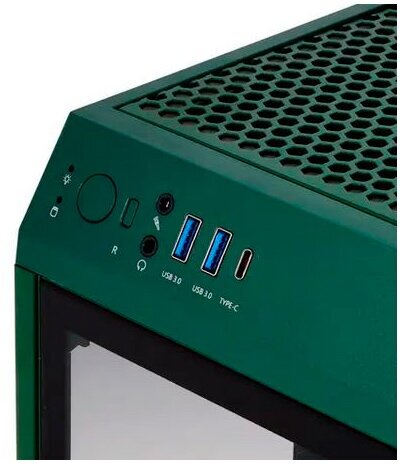 Корпус mini-ITX Thermaltake зеленый, без БП, фронтальная и боковые панели из закаленного стекла, USB Type-C, 2*USB3.0 audio - фото №8