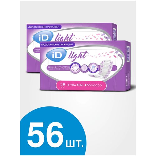 ID Light Ultra mini  Урологические прокладки  Для женщин  28 шт, 2 уп.