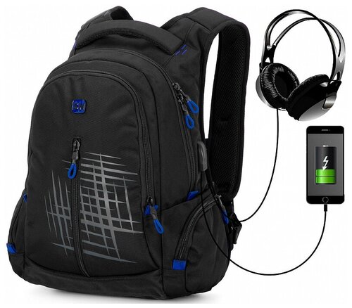 Школьный рюкзак для мальчиков подростков Skyname 90-128 с анатомической спинкой USB выход