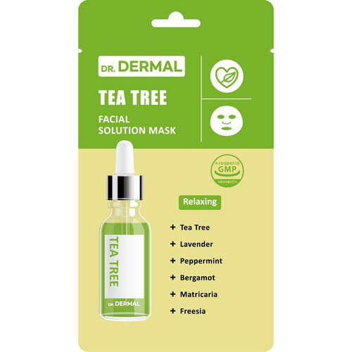 Dr.Dermal FACIAL SOLUTION Маска для лица Tea Tree с чайным деревом , 25 мл маски для лица soda тканевая маска для лица анти акне с чайным деревом graceface