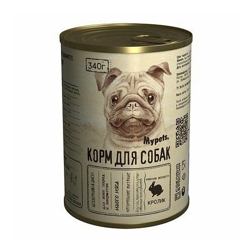 Корм для собак Mypets мясное ассорти с кроликом 340г 6 шт.