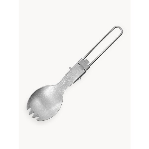 Ложка-вилка складная титановая CFPRESS походная, серебристая