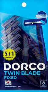 Dorco TD708 (5 станков + 1 в подарок!), 2-лезв. станок, фикс. головка, закрыт. архитектура, пластик. ручка 9 см