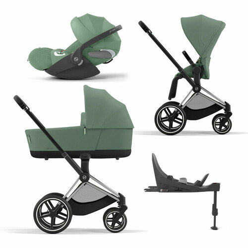 Cybex Priam IV Коляска 4 в 1, шасси IV Chrome Black/Leaf Green