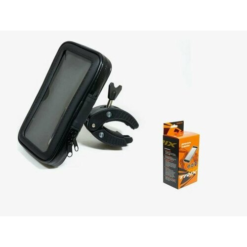 Держатель-чехол мобильного телфона TRIX, 85x145mm, крепление на руль, закрытый, силиконовая вставка для экрана, черный