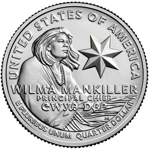 25 центов 2022 Женщины Америки Вилма Мэнкиллер — первая женщина-вождь племени чероки США Двор D монета 25 центов американские женщины в мэнкиллер сша 2022 г в unc без обращения
