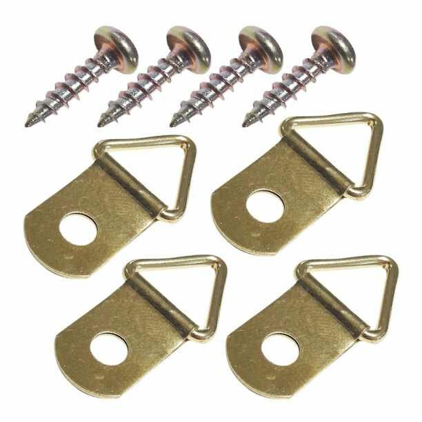 Петля-подвес Л-кольцо для картины фоторамки латунированная сталь 4 шт (1 ед.)