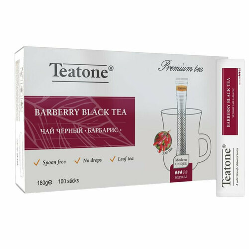 Чай черный в стиках с ароматом барбариса Teatone, 1,8грx100шт, 1795575