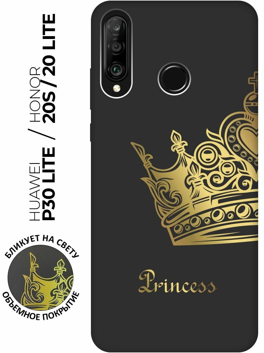 Матовый чехол True Princess для Honor 20 Lite / 20s / Huawei P30 Lite / Хуавей П30 Лайт / Хонор 20 Лайт / 20s с 3D эффектом черный