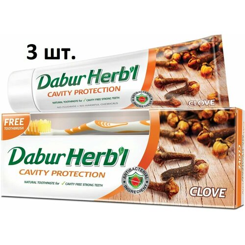 Dabur Herb'l Clove Зубная паста с гвоздикой 150 г + зубная щетка - 3 шт