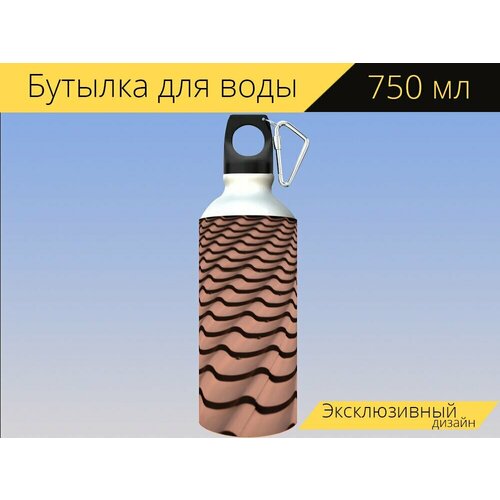 фото Бутылка фляга для воды "крыша, черепица, глиняная черепица" 750 мл. с карабином и принтом lotsprints