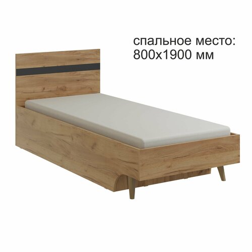 Кровать односпальная Омега-3 от Фант-Мебель Спальное место 190х80см Дуб золотистыйАнтрацит 7240₽