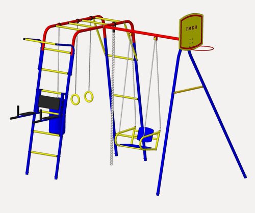 Изображение товара Спортивно-игровой комплекс Пионер "Юла Макси" ЦК-2М, качели со спинкой, уличный, синий/желтый/красный
