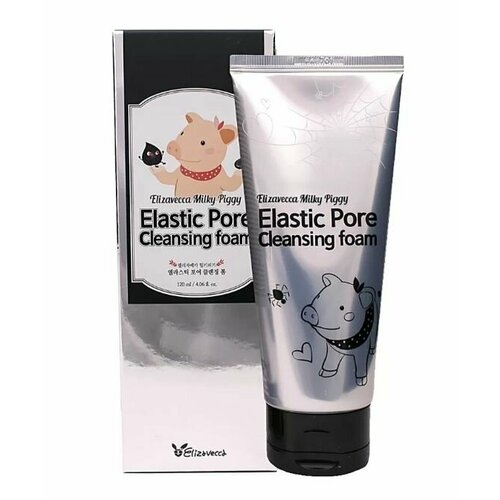 Маска-пенка для умывания и очищения пор Elizavecca Milky Piggy Elastic Pore Cleansing Foam, 120мл. мусс для умывания elizavecca пенка для очищения и сужения пор с древесным углем elastin pore cleansing foam