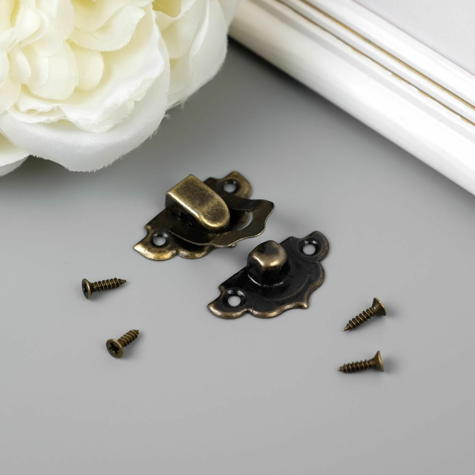 Замок металл для шкатулки бронза + гвозд. набор 10 шт 29х3 см