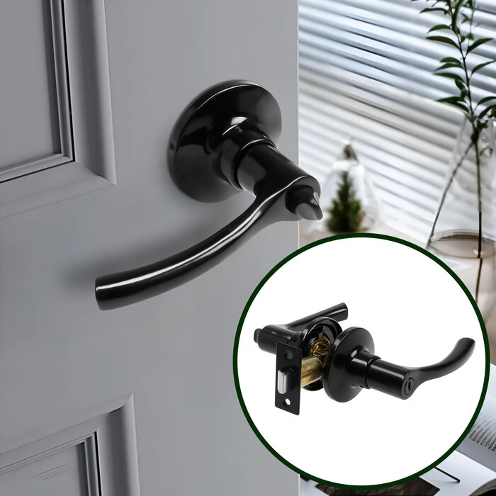 Защелка (мод.3186) межкомнатная фиксатор глянцевая чёрная