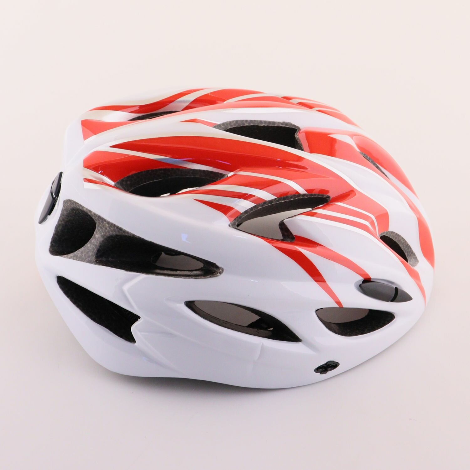 Шлем велосипедный (глянцевый, size: L (57-62см) серо-красный, +козырек)