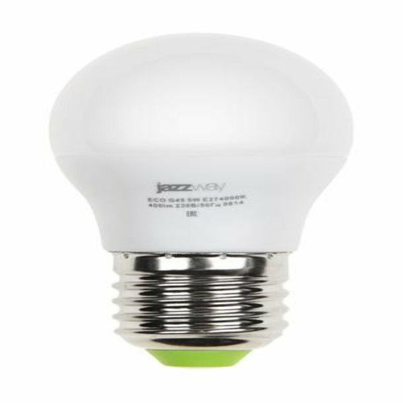 Светодиодные лампы JazzWay Лампа светодиодная PLED-ECO 5Вт G45 шар 4000К нейтр. бел. E27 400лм 220-240В JazzWay 1036988A (упаковка 5 шт)