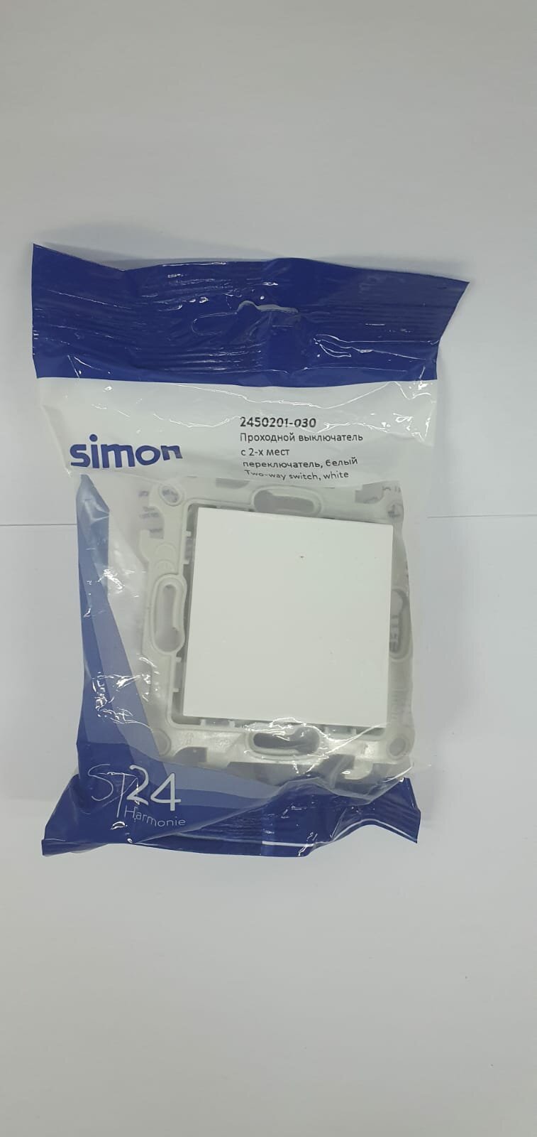 фото Переключатель Simon 24 Harmonie 2420251-030 одноклавишный перекрестный скрытая установка белый без заземления