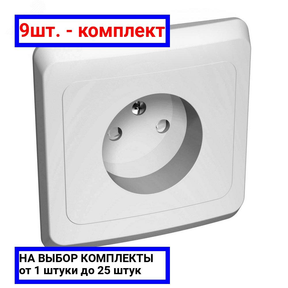 9шт. - Этюд Розетка скрытая без заземления со шторками белая / Systeme Electric; арт. PC16-002B; оригинал / - комплект 9шт