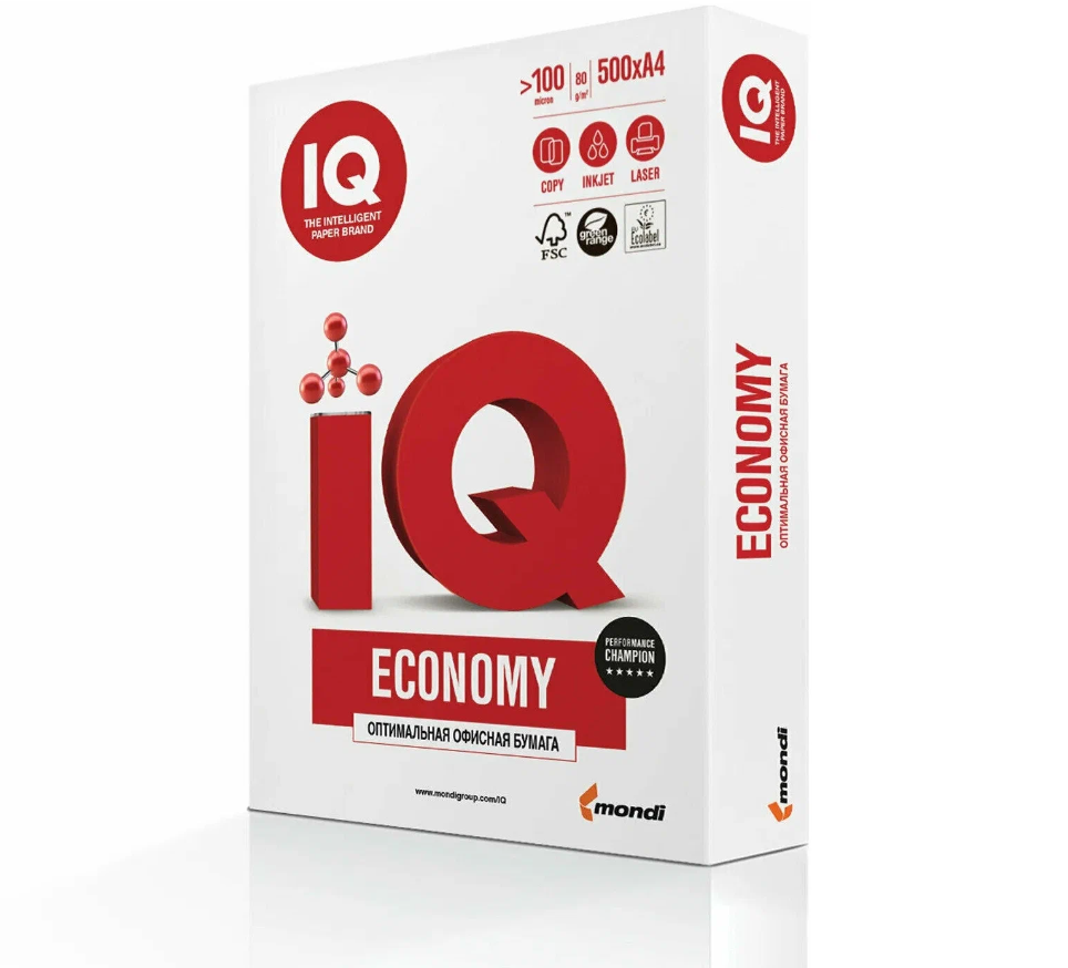 Бумага IQ Economy A4 80 г/м² 500 лист, белый 1шт.