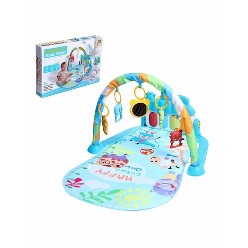 Музыкальный развивающий коврик Веселые зверята цвет голуб 1873₽