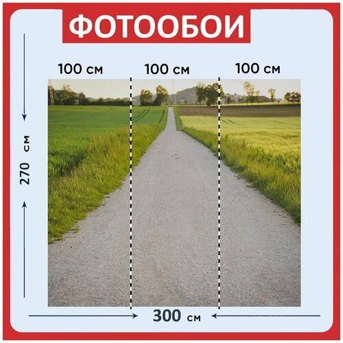 Фотообои Желтый зеленый луг 300x270 см флизелиновыена стену 3980₽