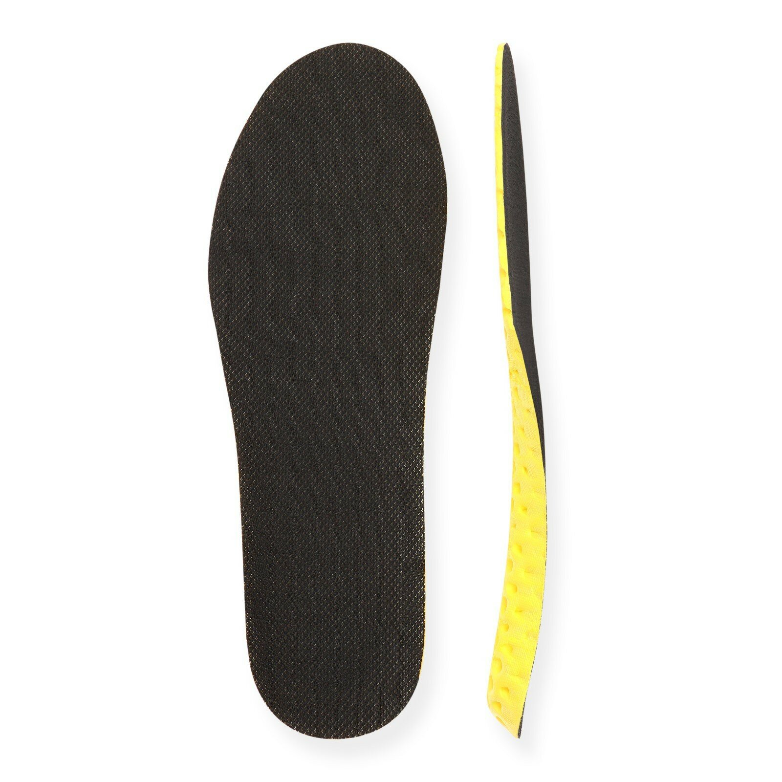 Стельки для обуви, влаговпитывающие, дышащие, р-р RU 42 (р-р Пр-ля 44), 27 см, пара, цвет чёрный/жёлтый