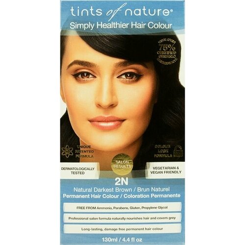 Tints of Nature Стойкая гель-краска для волос без аммиака, органическая, оттенок 2N Натуральный брюнет