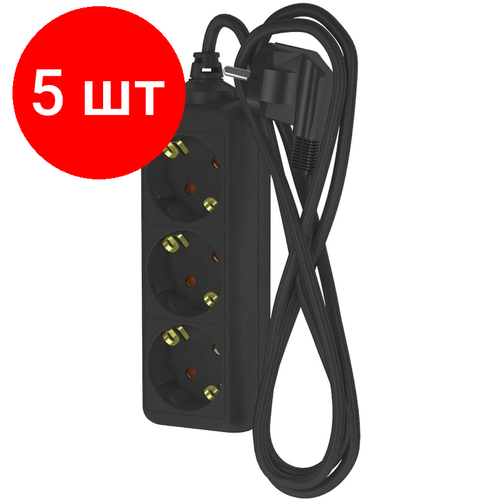 Комплект 5 штук Удлинитель сетевой фотон 16-23Е 2м 3 розетки 16А с заземл Черный 5183₽