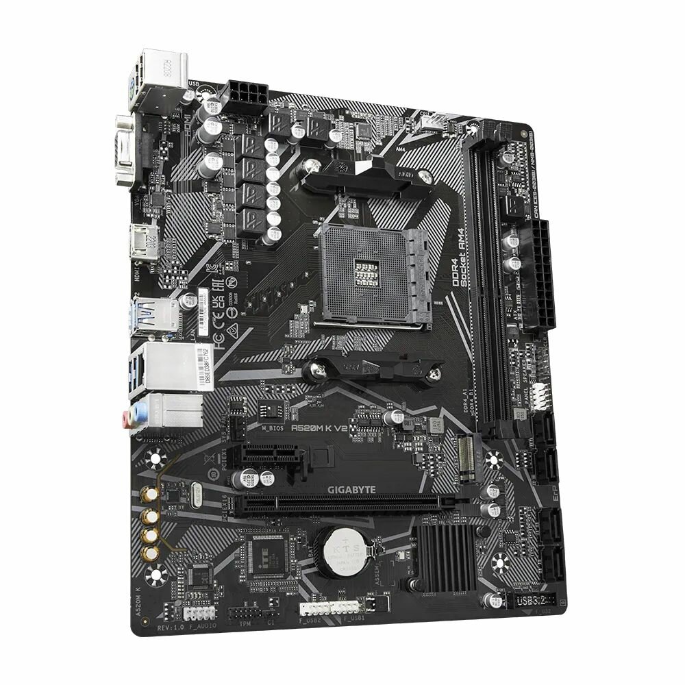 Материнская плата GIGABYTE A520M K V2, SocketAM4, AMD A520, mATX — фото 1