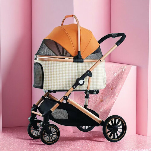 Прогулочная коляска BNDC 303L, для собак, оранжевая, складная, амортизирующая