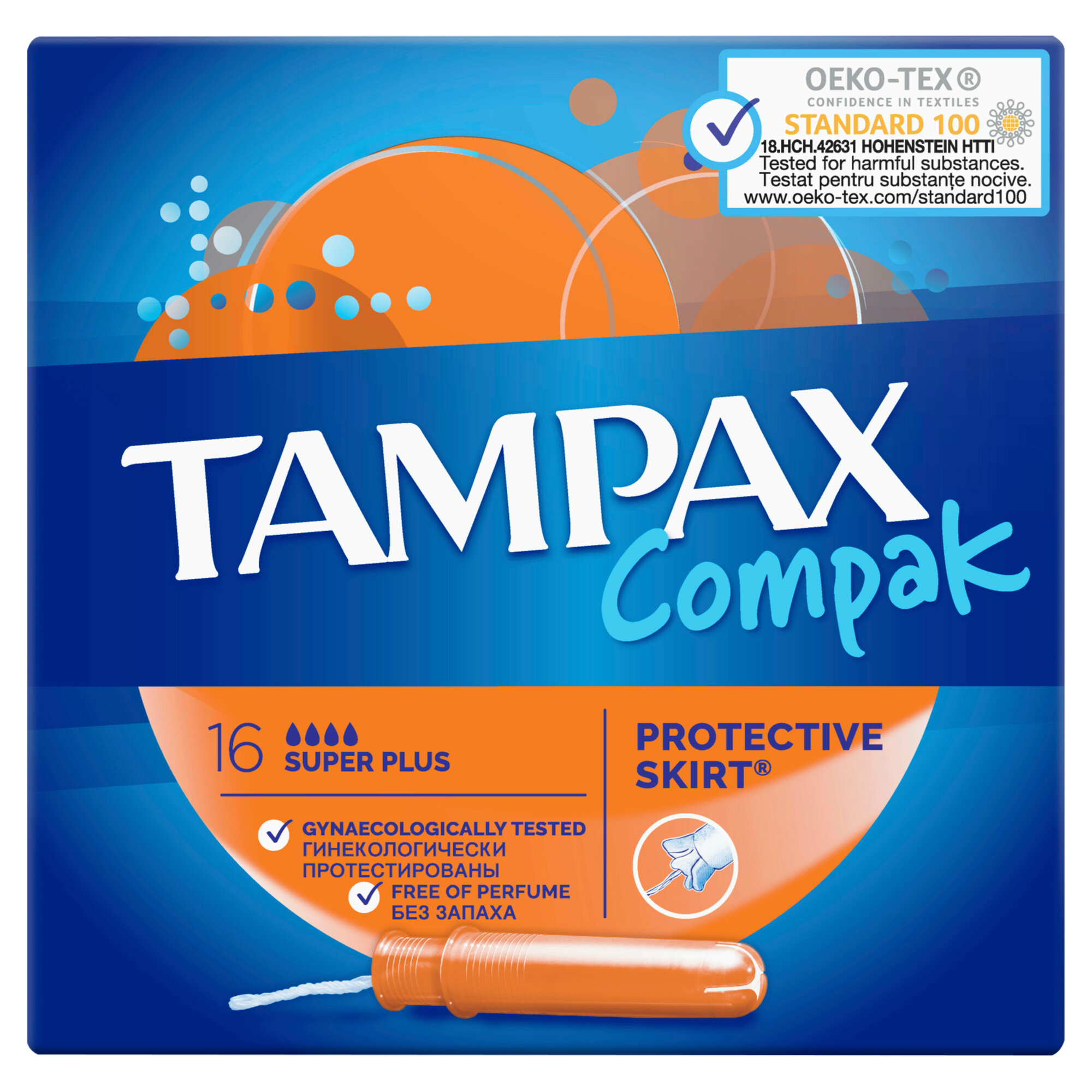 Тампоны Tampax Compak Super Plus, с аппликатором, 4 капли, 16 шт — фото 1