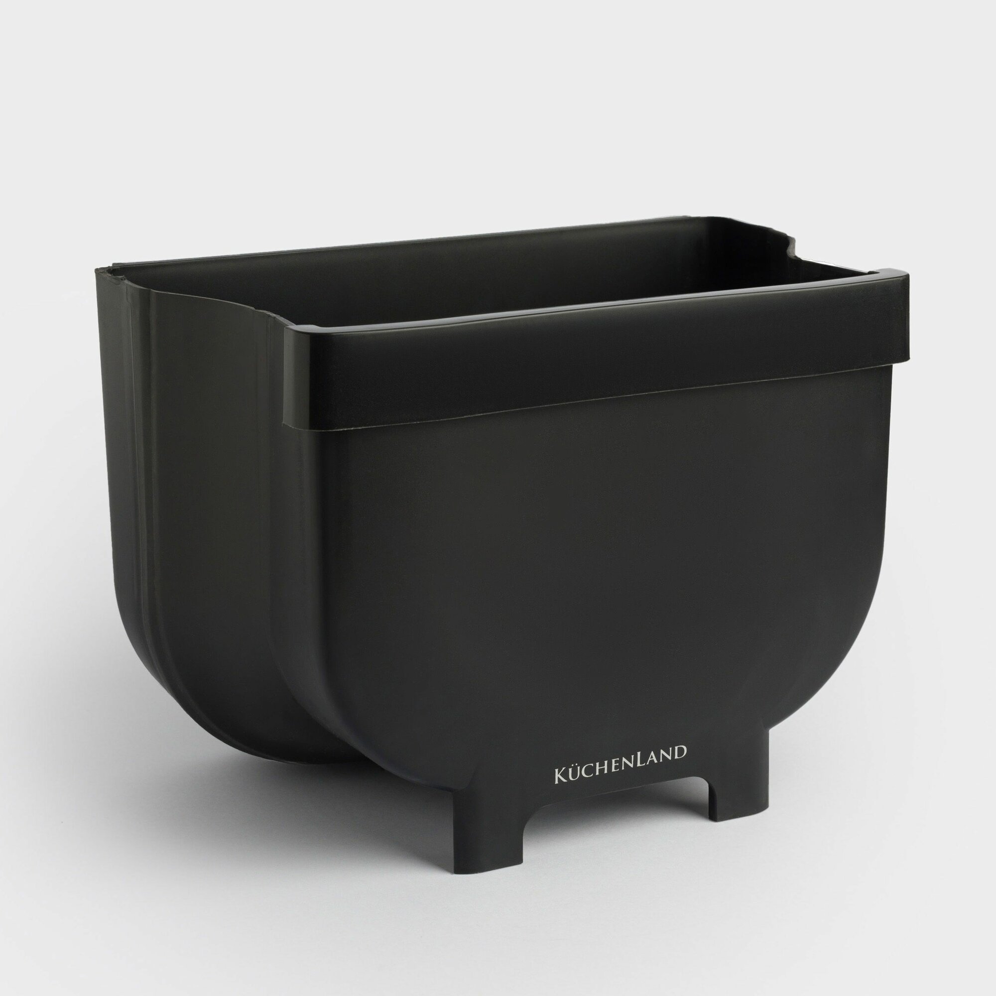 Ведро для мусора, Kuchenland, 4 л, складное, подвесное, пластик/резина, черное, Foldaway black