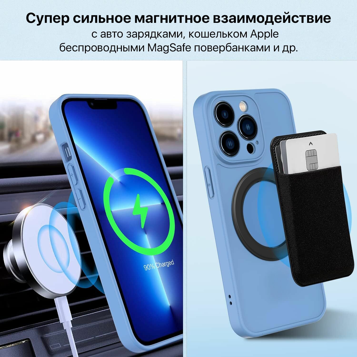 Магнитное кольцо MagSafe для автомобильного держателя, для айфона, для беспроводной зарядки, для кошелька картхолдера — фото 1