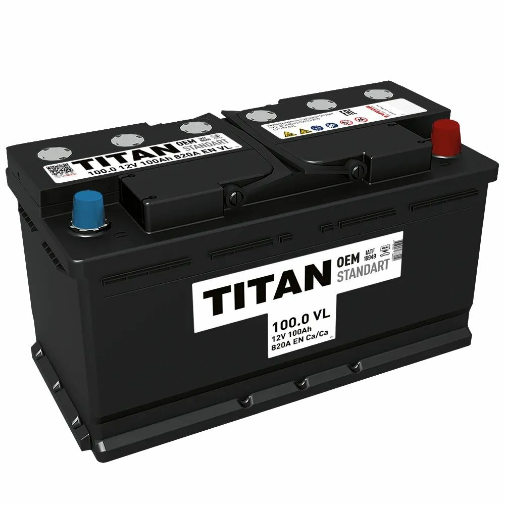 Аккумулятор TITAN STANDART 100 А/ч Обратная R+ 352x175x190 EN820 А (4607008888010)