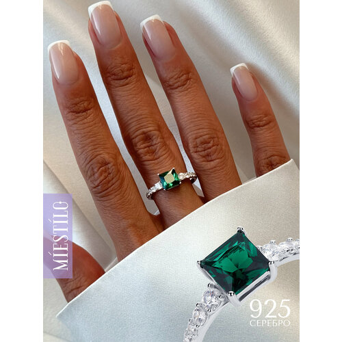 Кольцо MIESTILO серебро 925 проба родирование фианит размер 17 серебристый 1944₽