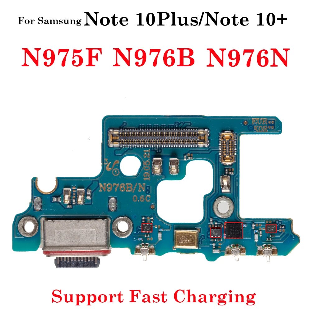 USB-док-станция, разъем для зарядки, гибкий кабель для Samsung Galaxy Note 10 Plus + N975F N976N N976B, плата зарядного устройства с микрофонным модулем, 1PCS
