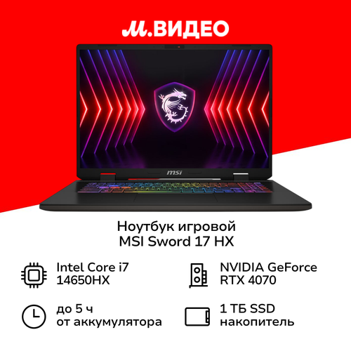 Ноутбук игровой MSI Sword 17 HX B14VGKG-255XRU-GB71465X32GXXDXX 209999₽