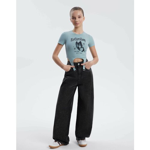 фото Джинсы багги gloria jeans ready! steady! go!, размер xs/164 (38-40), черный