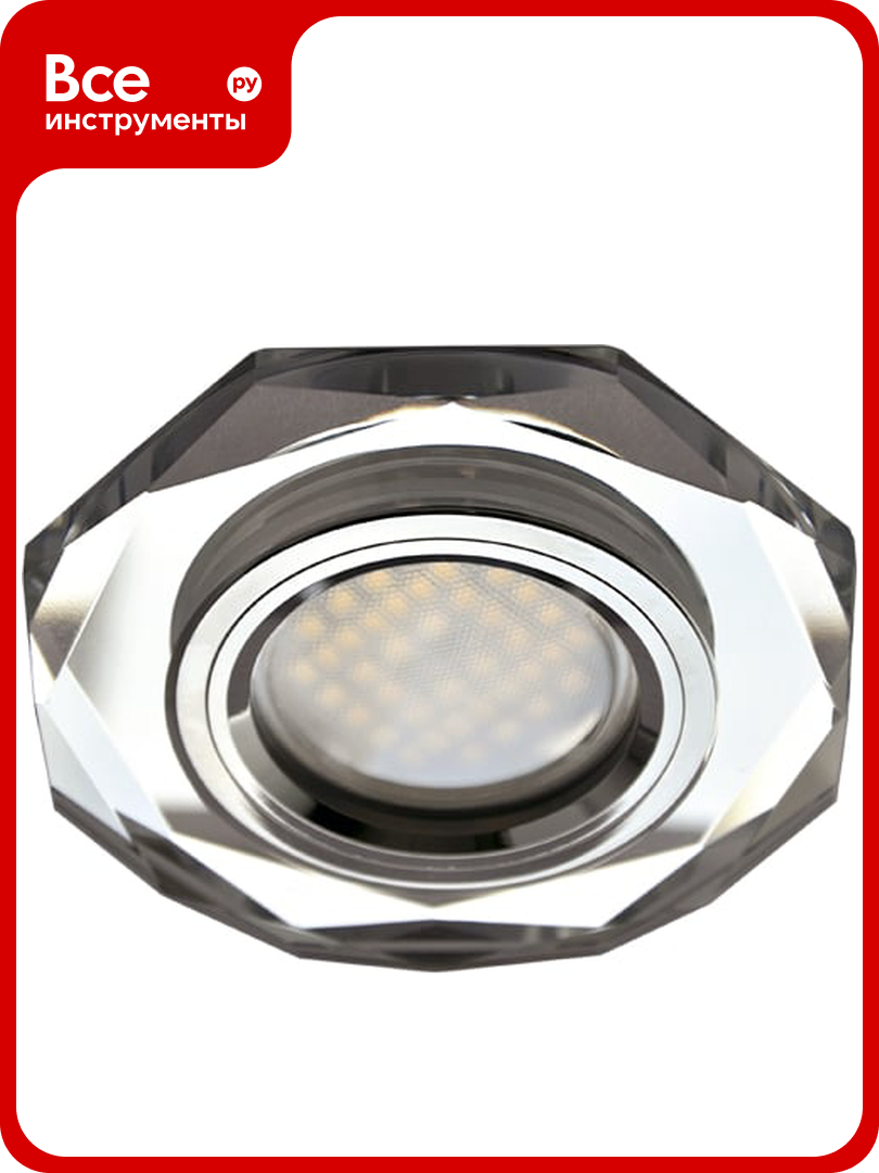 Светильник Ecola MR16 DL1652 GU5.3 Glass Стекло 8-угольник с прямыми гранями Хром / Хром 25x90 /кd74/ FC1652EFF