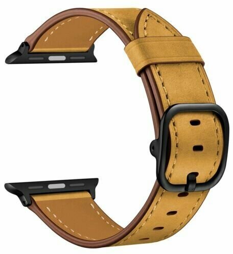 Матовый кожаный ремешок для часов iWatch Ultra 49 мм серии 7 6 5 4 3 2 SE, желтый,42mm,44mm,45mm,49mm