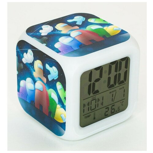Детский настольный электронный будильник с подсветкой/ детские электронные настольные часы ночник Амонг Ас
