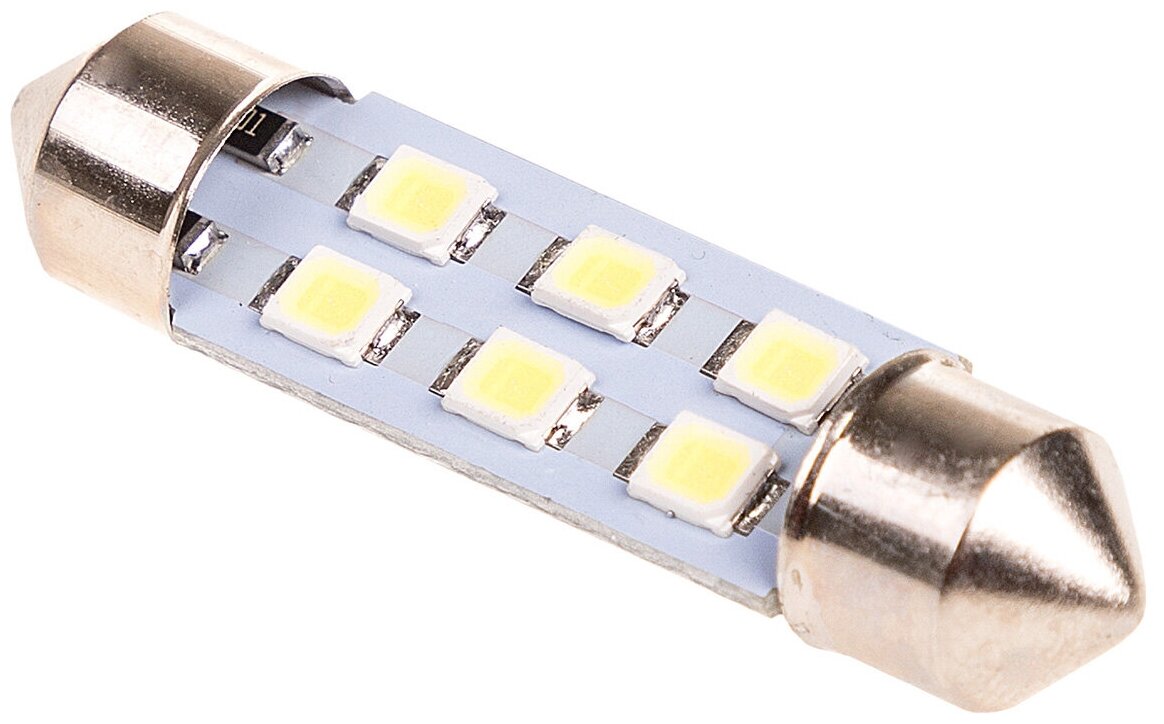 Автолампа диод T11(C5W) 12V 6 SMD Блистер c цоколем 1-конт Белая SKYWAY компл. 2 шт. Салон, номер, S08201354