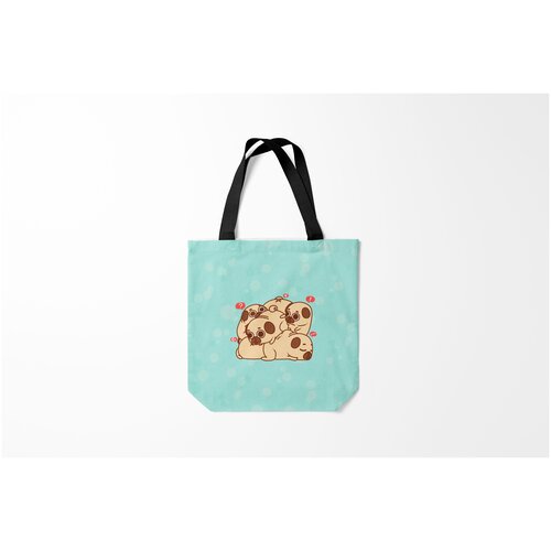 фото Сумка-шоппер / 40х40 см / собаки / мопс мопсы burnettie